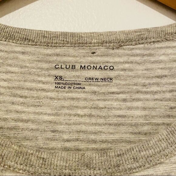 Club Monaco Gray Striped Crew Neck T Shirt XS - Picture 4 of 5